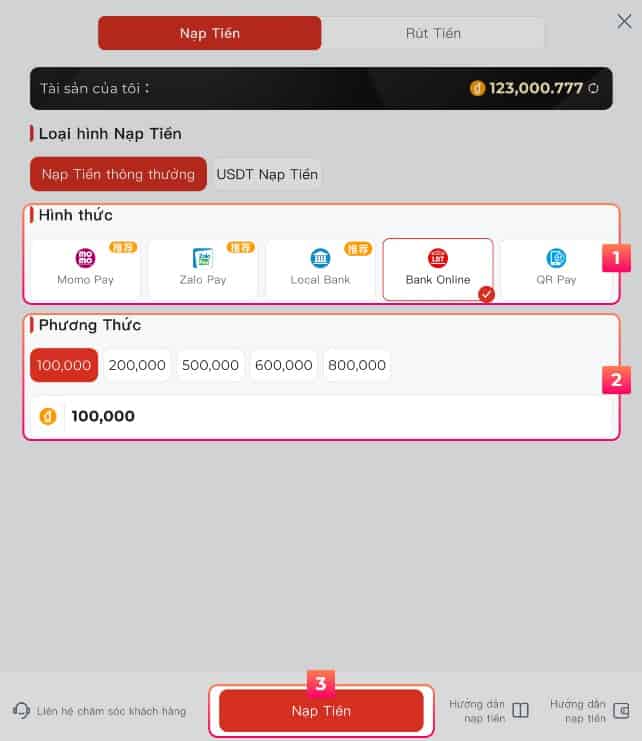nạp tiền bsports bank online